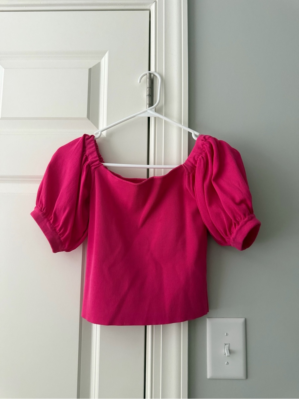 Bright Pink Puff-Sleeve Women’s Top